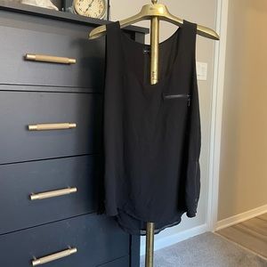 Black sheer tank top with zippers